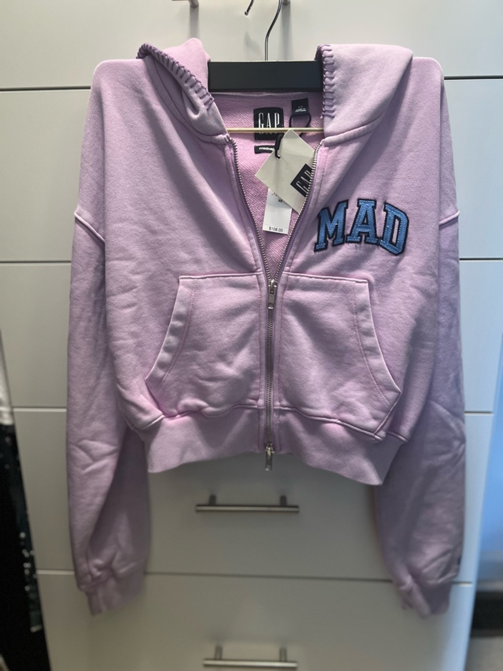 NWT Mad Happy x Gap Light Purple Cropped Hoodie